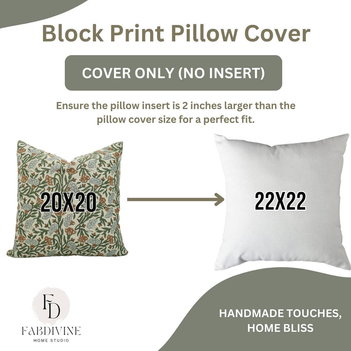 Traditional Block Linen Blend Pillow Cover - Thorny Stems FB03