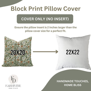 Traditional Block Linen Blend Pillow Cover - Thorny Stems FB03