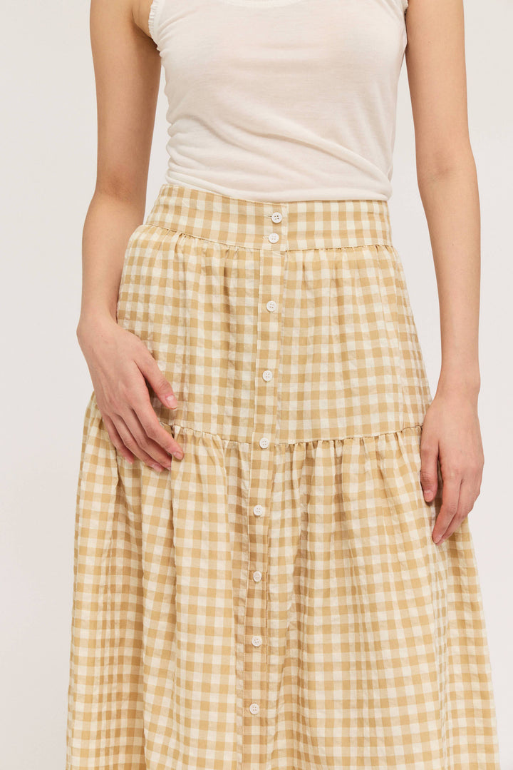 50711 - FRONT BUTTON CHECK SKIRT