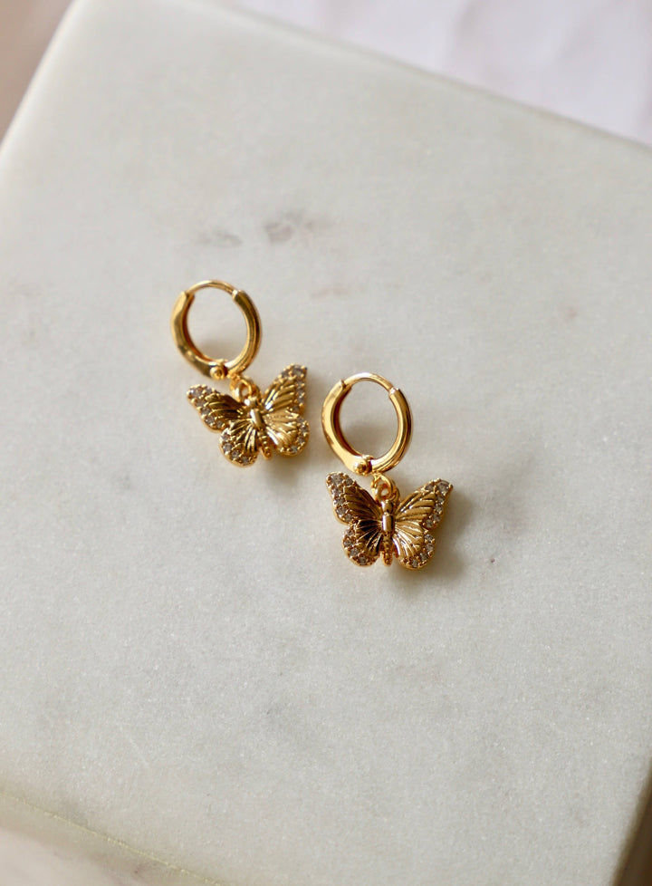 BUTTERFLY HUGGIE HOOP EARRINGS KW97