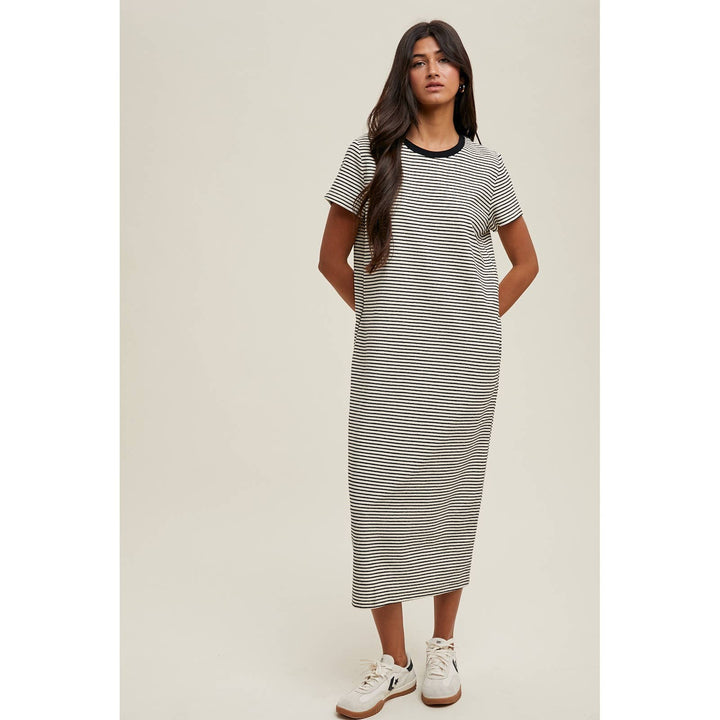 STRIPED T-SHIRT MIDI DRESS / WL25-10868