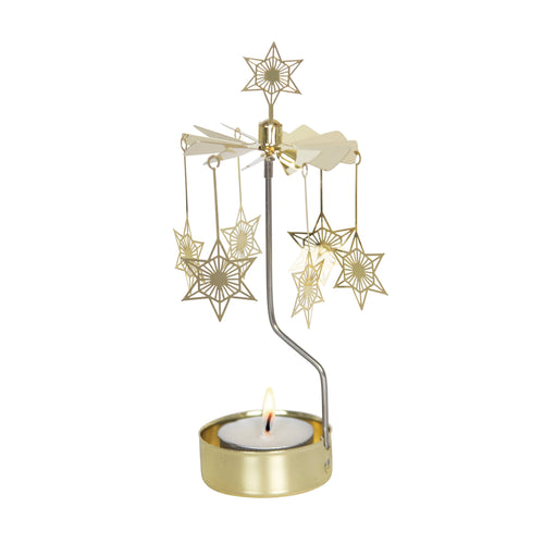 Rotary Candleholder, Art Deco Star, Gold