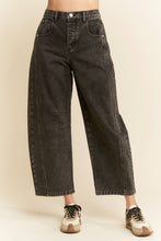 Load image into Gallery viewer, PATCH POCKET WIDE LEG CULOTTE DENIM BARREL PANTS