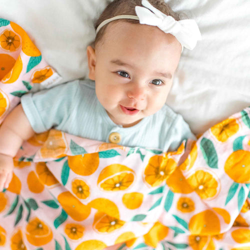Bamboo Muslin Swaddle - Sliced Oranges