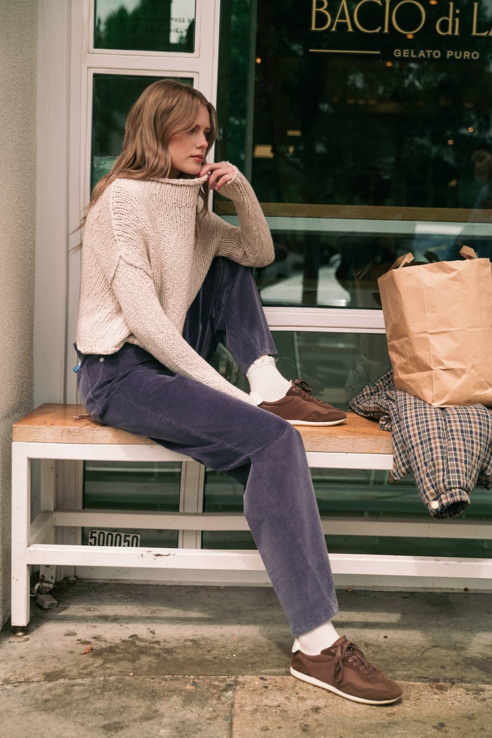 T673   ROLL HEMMING LONG SLEEVE SWEATER TOP