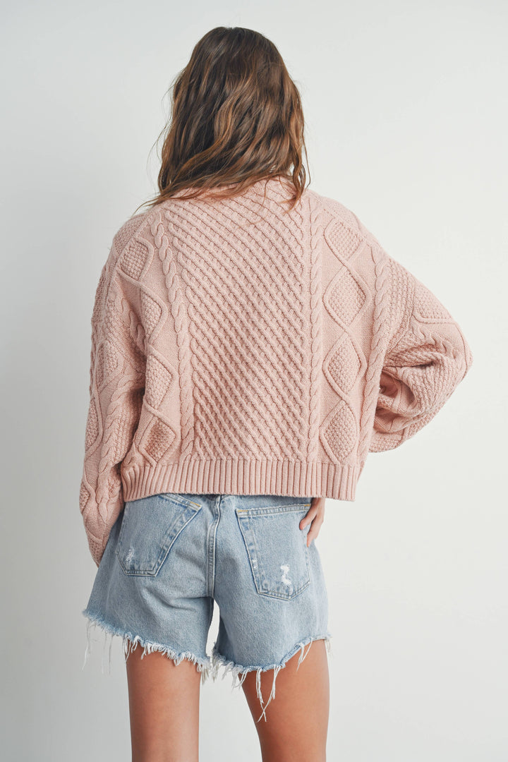 Fall Casual Solid Cable Knit Sweater - BMW719