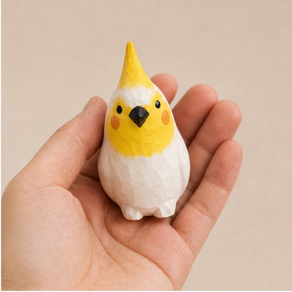 Hand-Carved and Painted Basswood Songbird Figurine