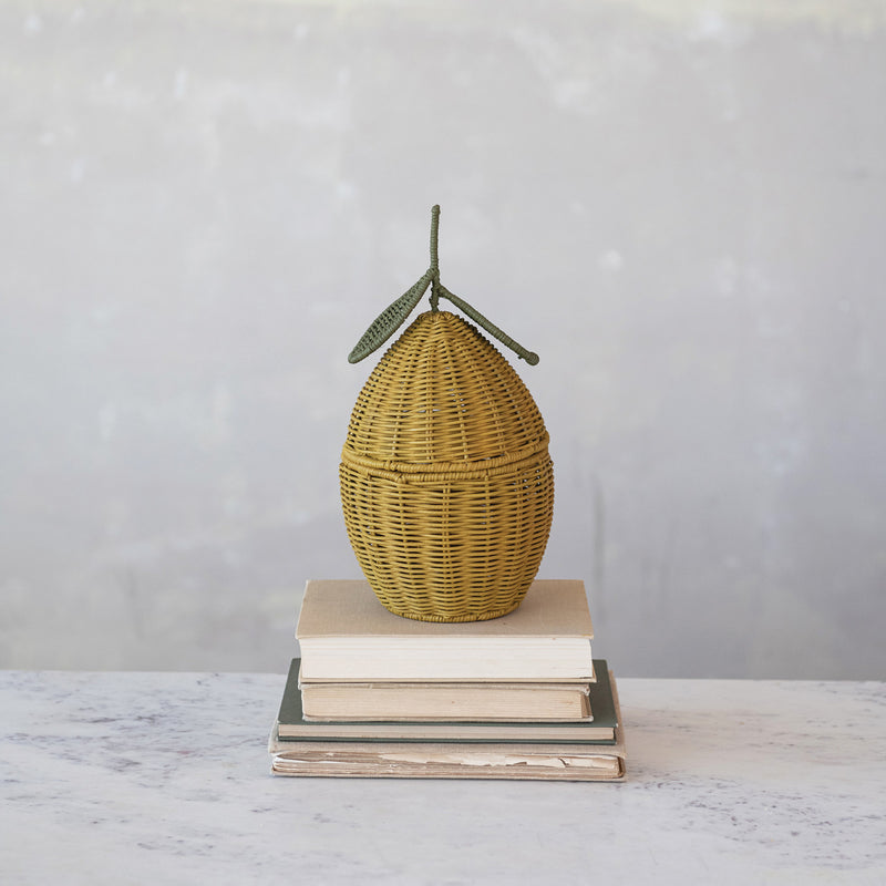 Rattan lemon shaped basket