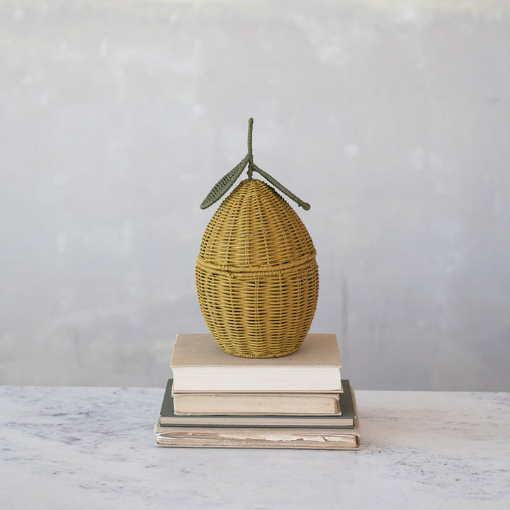 Rattan lemon shaped basket