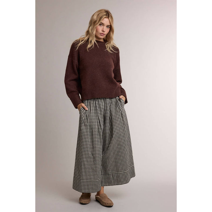 GINGHAM WIDE LEG PULL ON PANTS / WL26
