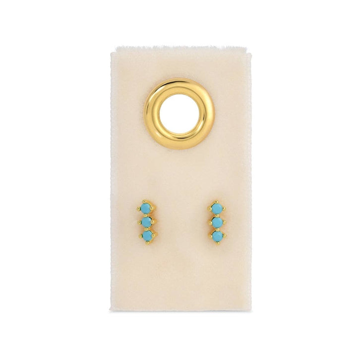 Triple CZ Bar Studs on Velvet Tag SP678