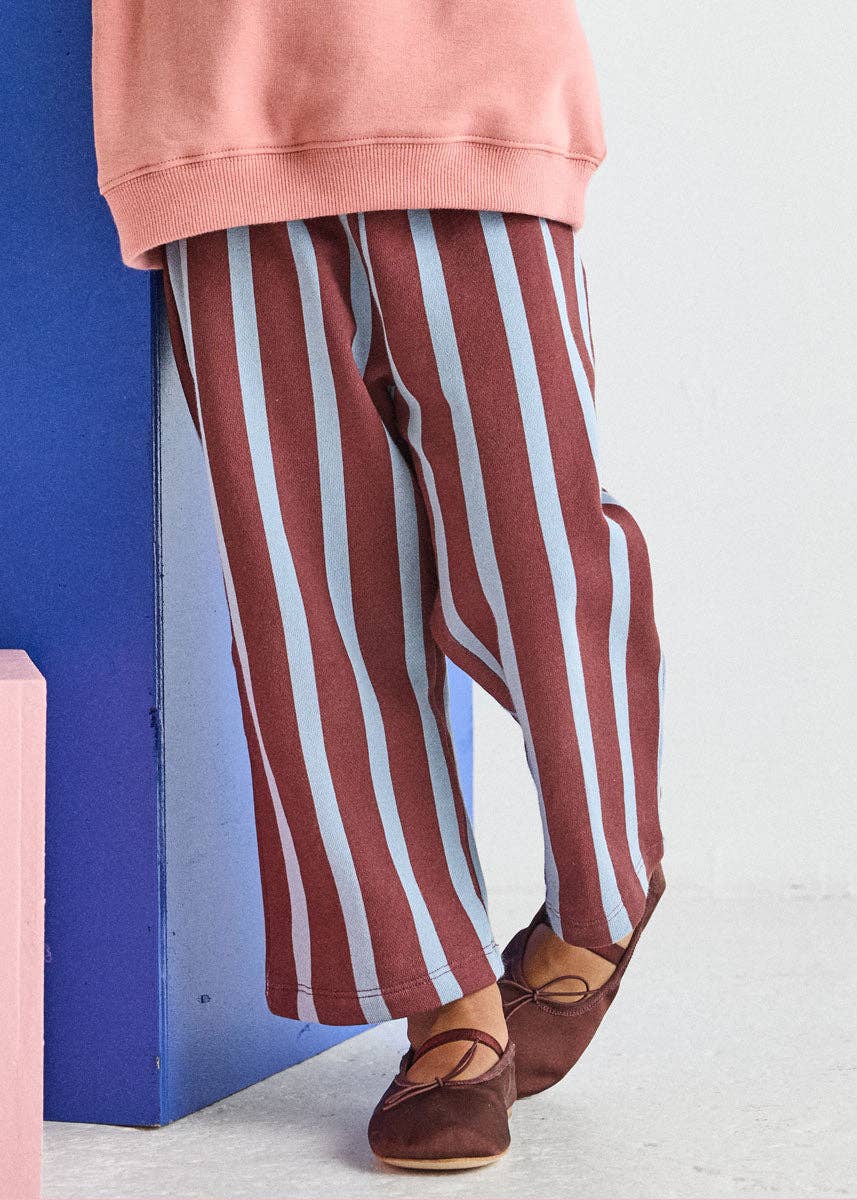 Striped French Terry Pant - Burgundy &amp; Blue