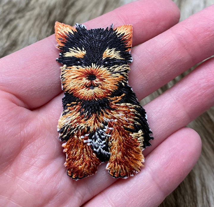 Teacup Yorkie Puppy Dog Embroidered Iron on Patch IR