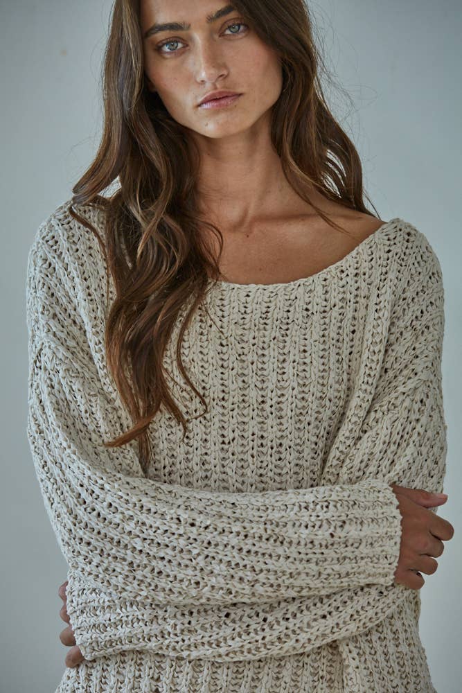 W2369 | Knit Sweater Cotton Polyester Oversized Top
