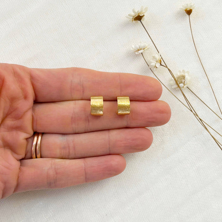 Mini Gold Textured Half Hoops KT21
