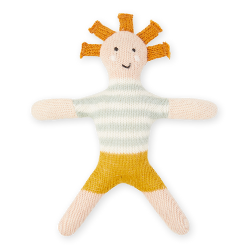 Cotton Knit Baby Rattle Toy: Buddy Aqua