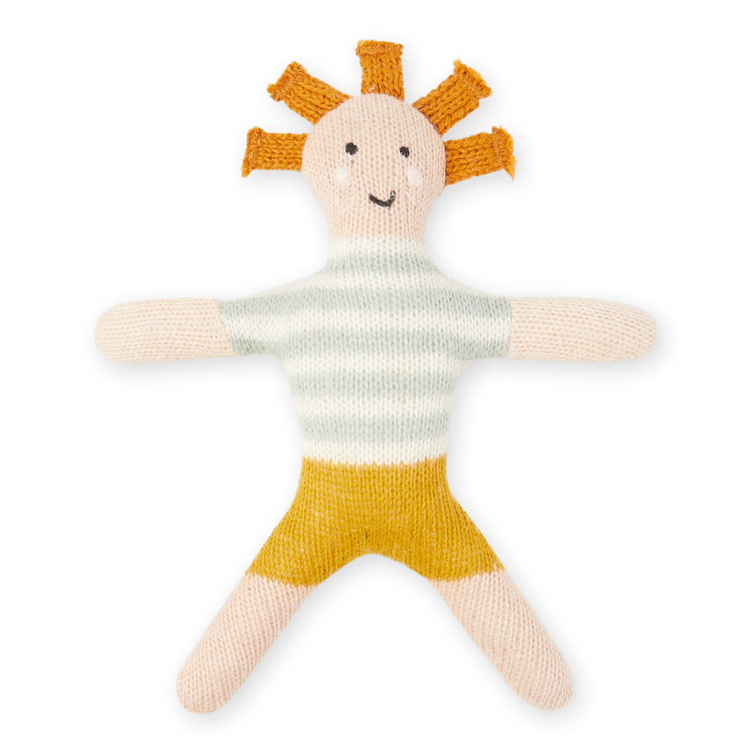 Cotton Knit Baby Rattle Toy: Buddy Aqua