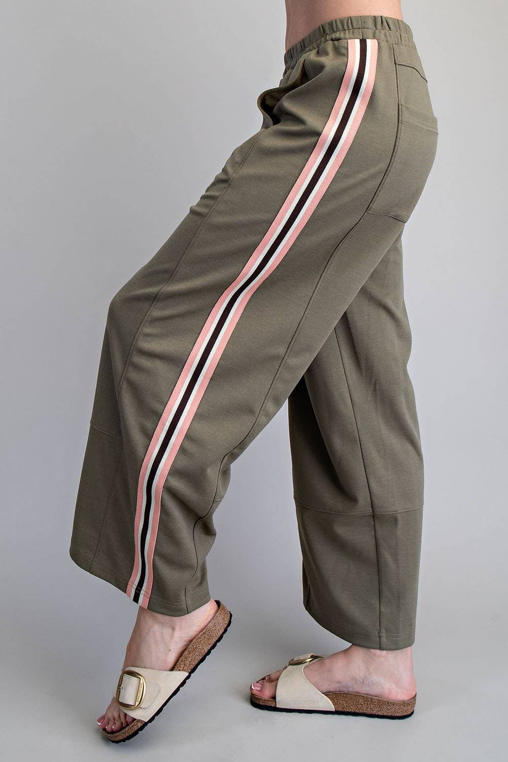 SIDE STRIPE ELASTIC WAIST SPORTY PANTS