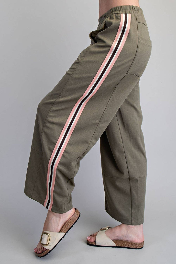 SIDE STRIPE ELASTIC WAIST SPORTY PANTS