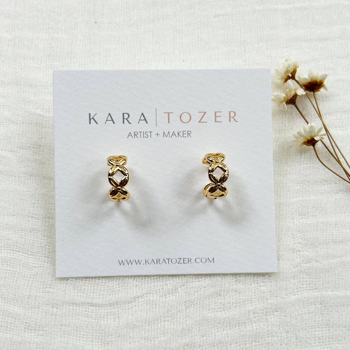 Dainty Gold Cross "X" Hoops KT978