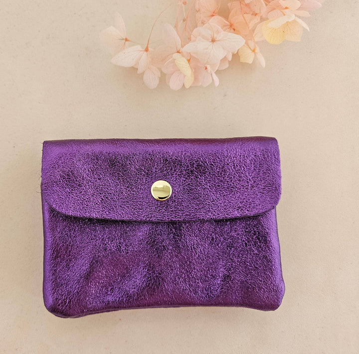 Metallic leather Kangoo wallet: Rose fonçé RM24