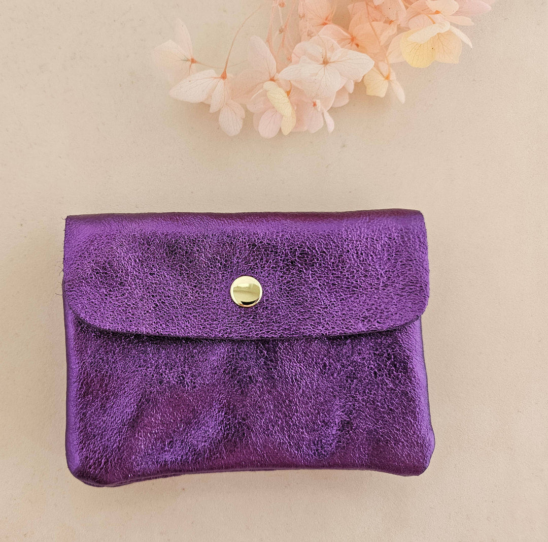 Metallic leather Kangoo wallet: Rose RM349