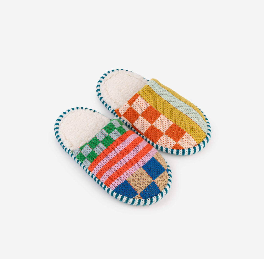 Pattern Patch Slide Slippers VR947
