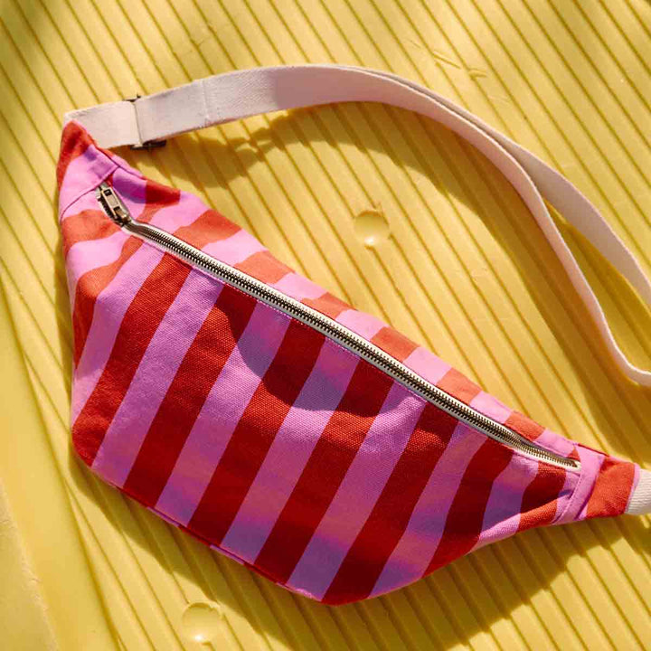 WOMEN BUM BAG STRIPES ORCHID / TOMATO