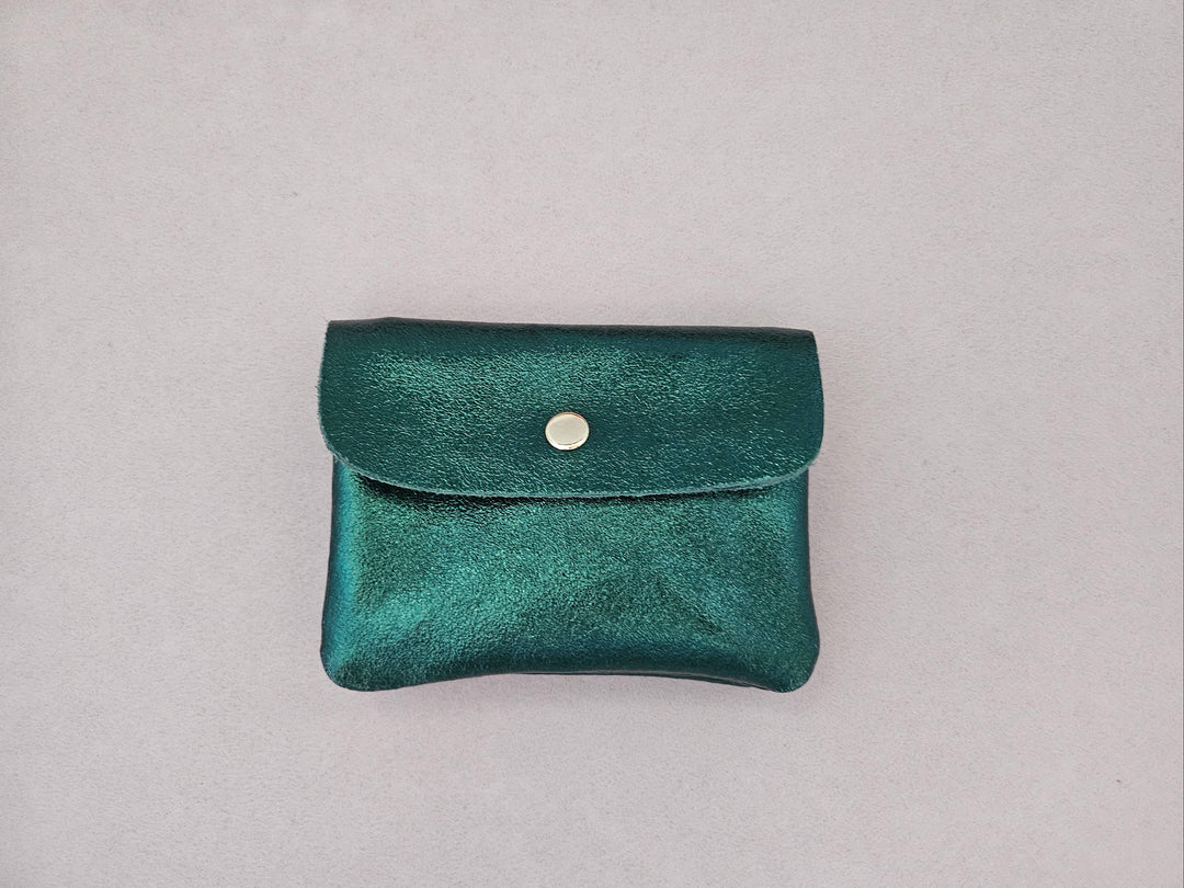 Metallic leather Kangoo wallet: Nude RM26