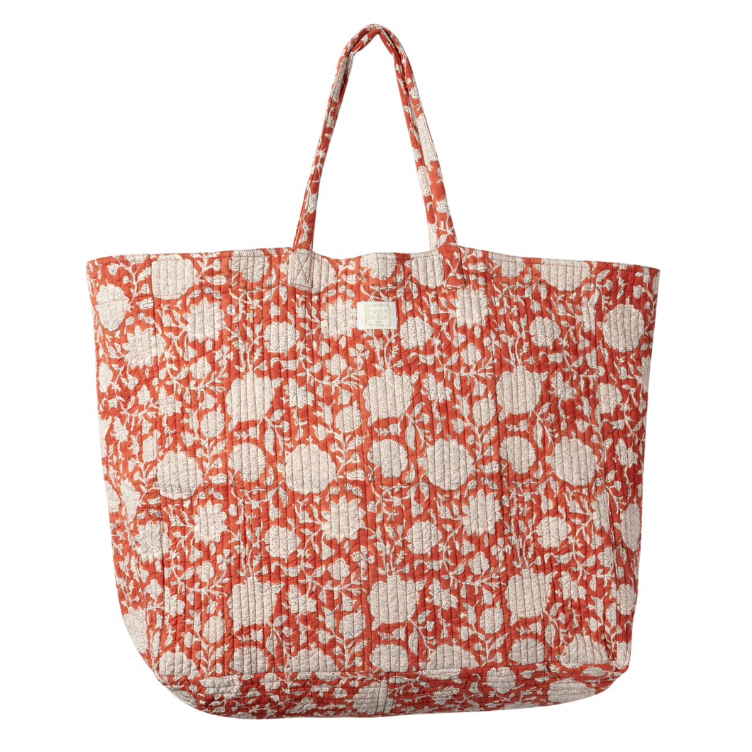 Indian Flowers Printed Large Bag Tupia Terracotta