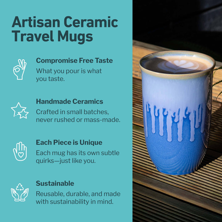 Neptune Ceramic Travel Mug – 12oz with Lid &amp; Sleeve NV26