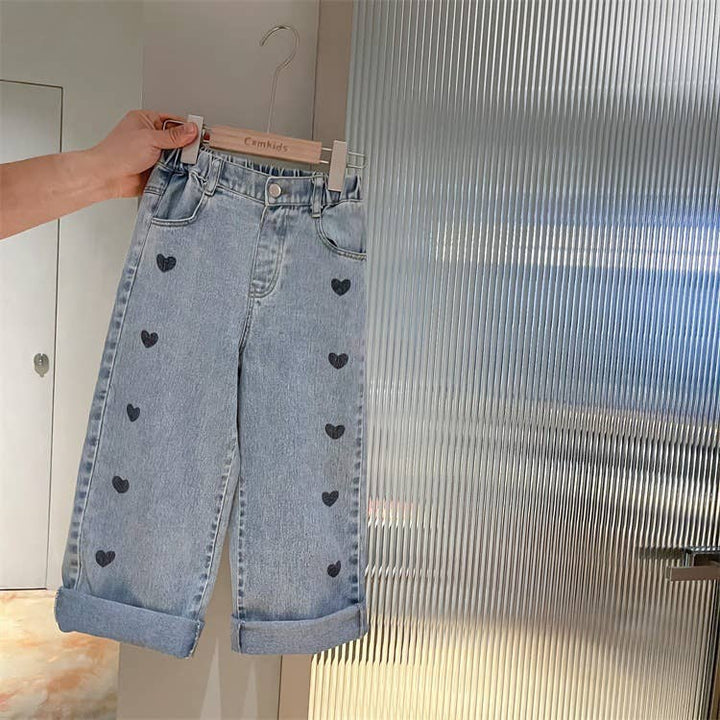 Heart Wide-Leg Denim Jeans 25PS