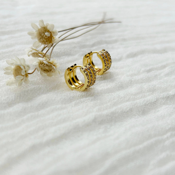 Triple CZ Huggie Hoops KT924
