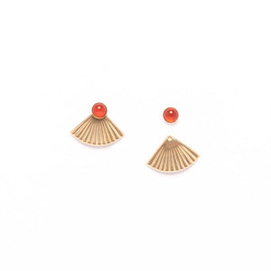 Carnelian Mini Pleat Jacket Earrings MS08