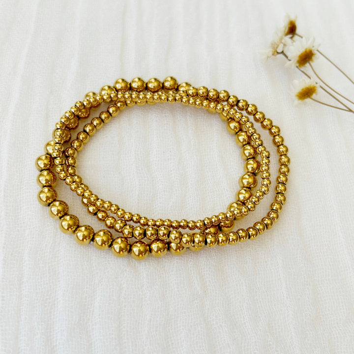 Gold Beaded Stacking Bracelet Set KT15