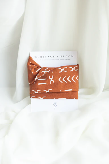Tan and White Abstract Print Headwrap HH29
