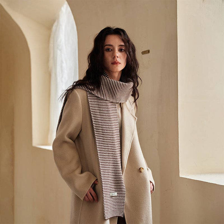 Women’s Striped Knit Scarf, 100% Wool