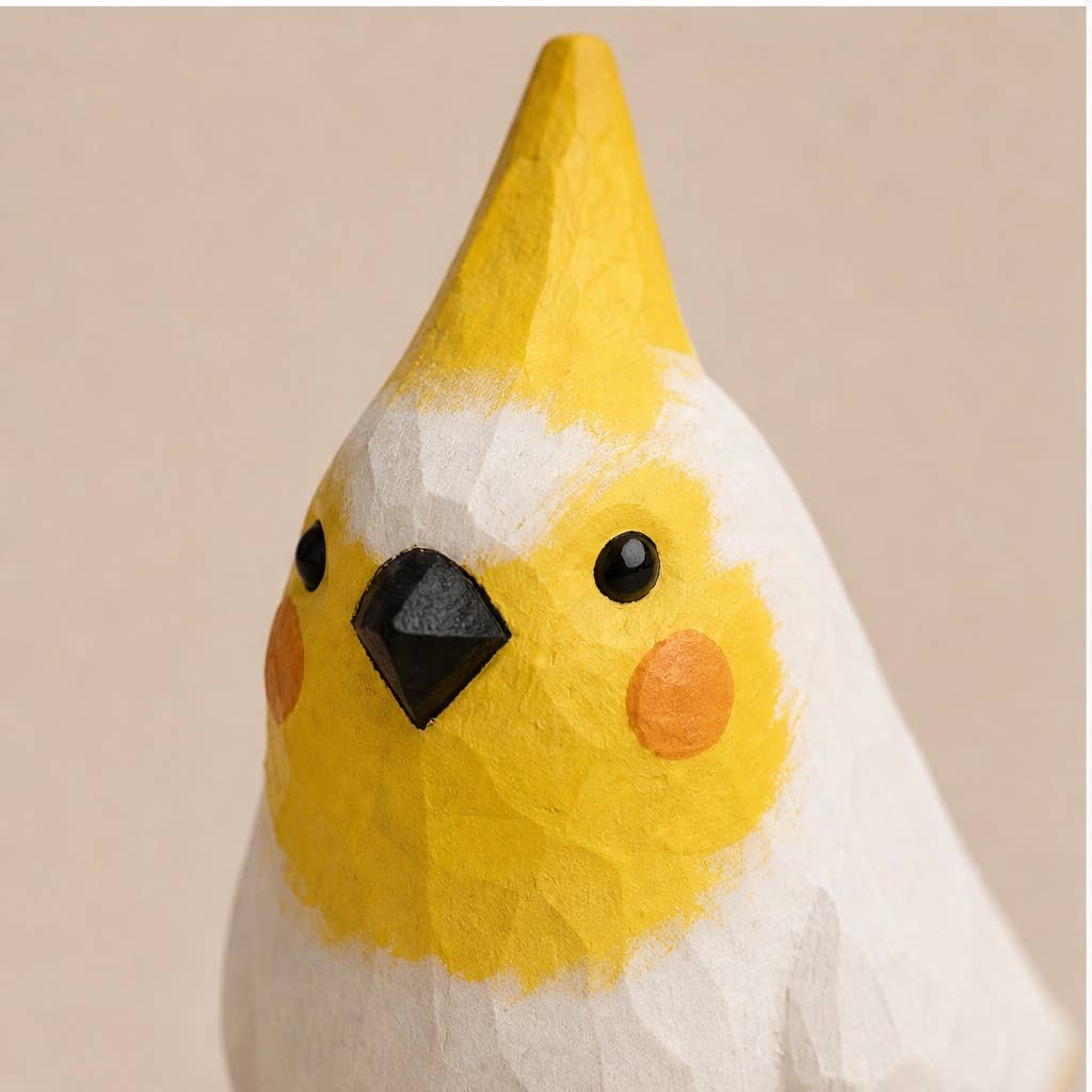 Hand-Carved and Painted Basswood Songbird Figurine