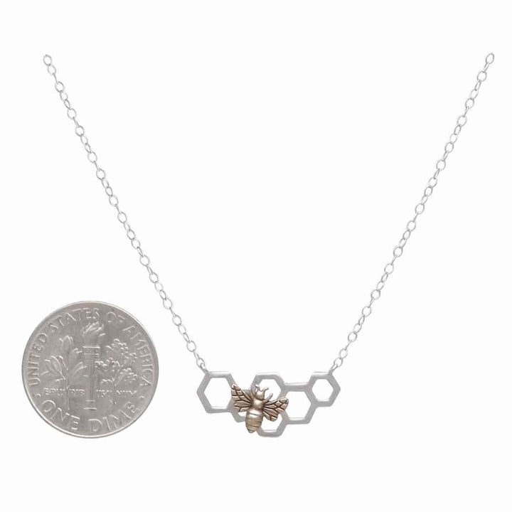 Mixed Metal Bee and Honeycomb Festoon Necklace ND262