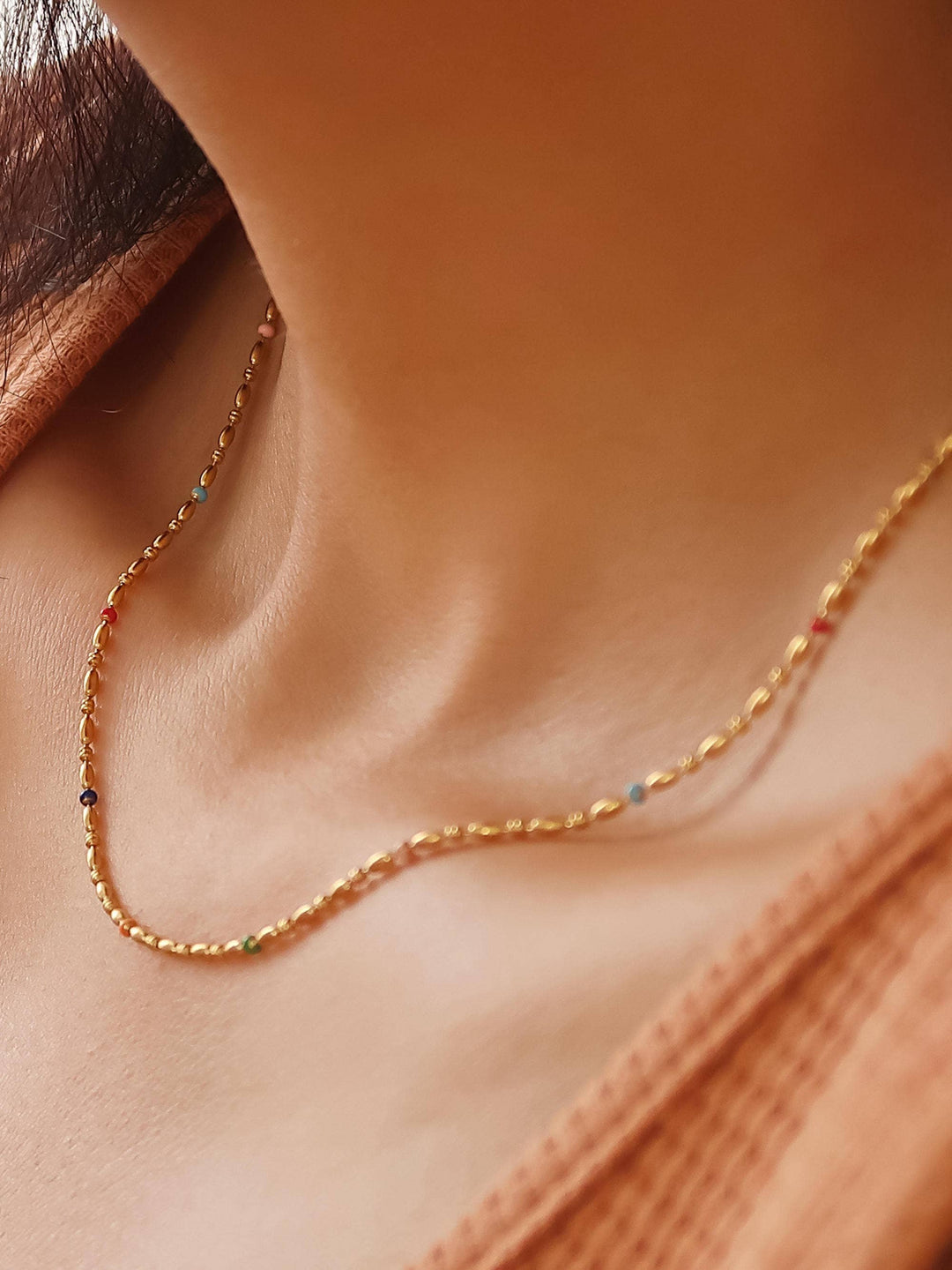 Tave 18K Gold Non-Tarnish Petite Beaded Necklace FLA05