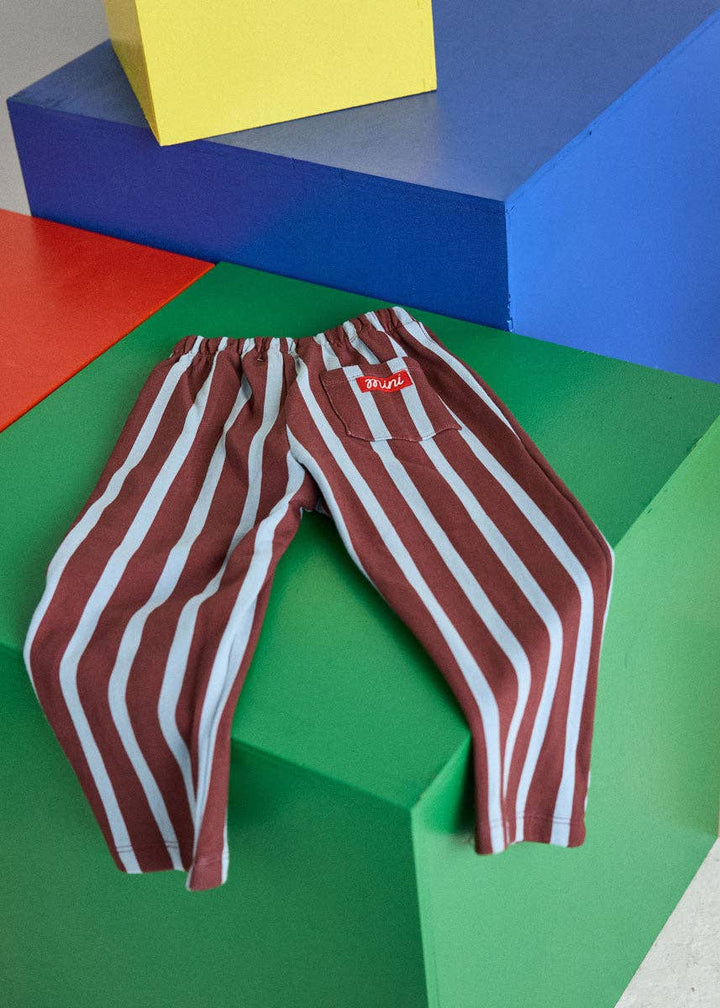 Striped French Terry Pant - Burgundy &amp; Blue