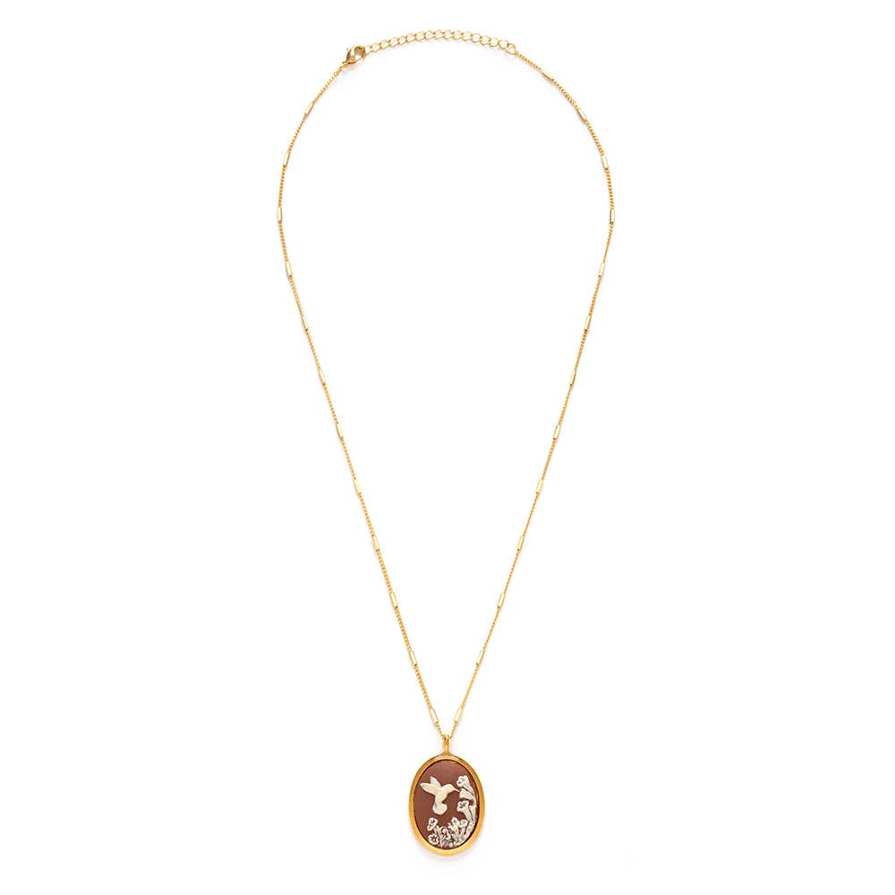 Hummingbird Vintage Cameo Necklace AS06