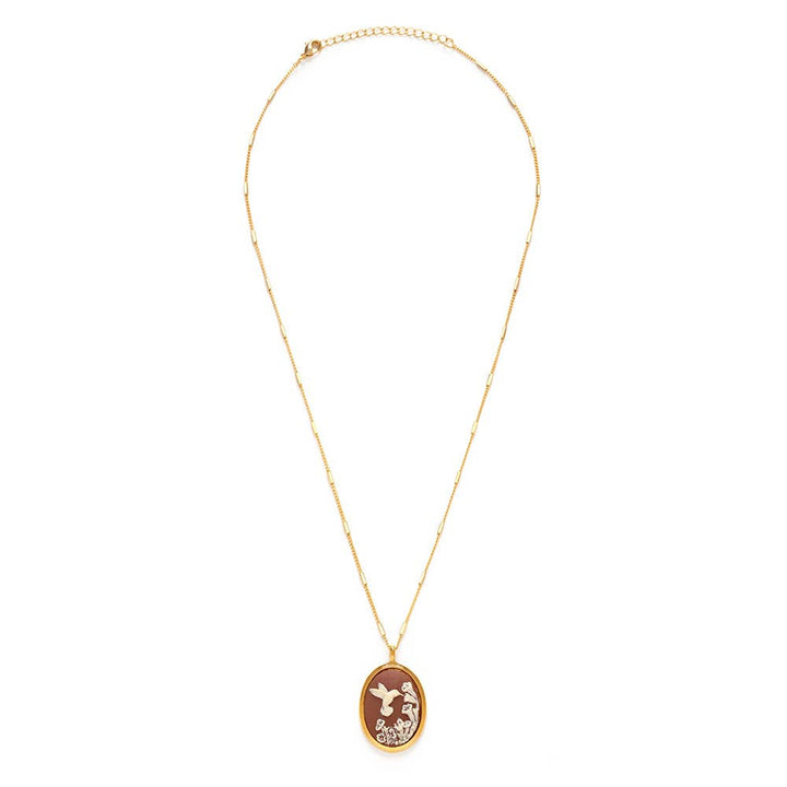 Hummingbird Vintage Cameo Necklace AS06