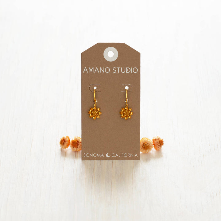 Lotus Flower Huggie Hoop Earrings AS27