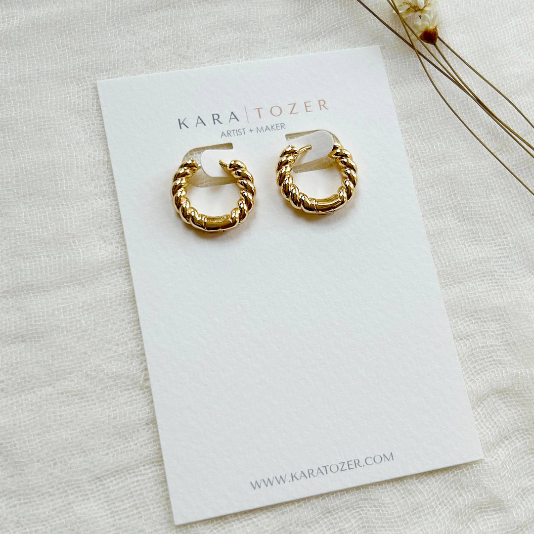 Thick Gold Braided Hoops KT923