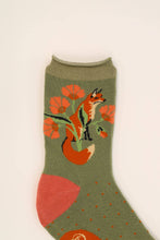 Load image into Gallery viewer, Fox in a Meadow Ankle Socks - Sage