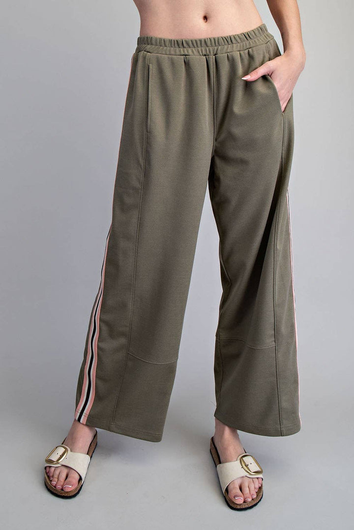 SIDE STRIPE ELASTIC WAIST SPORTY PANTS