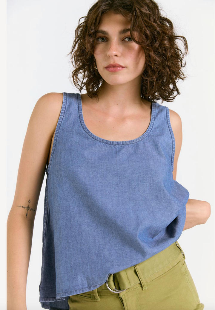WABI SABI CROP TANK - MEDIUM BLUE PBA23