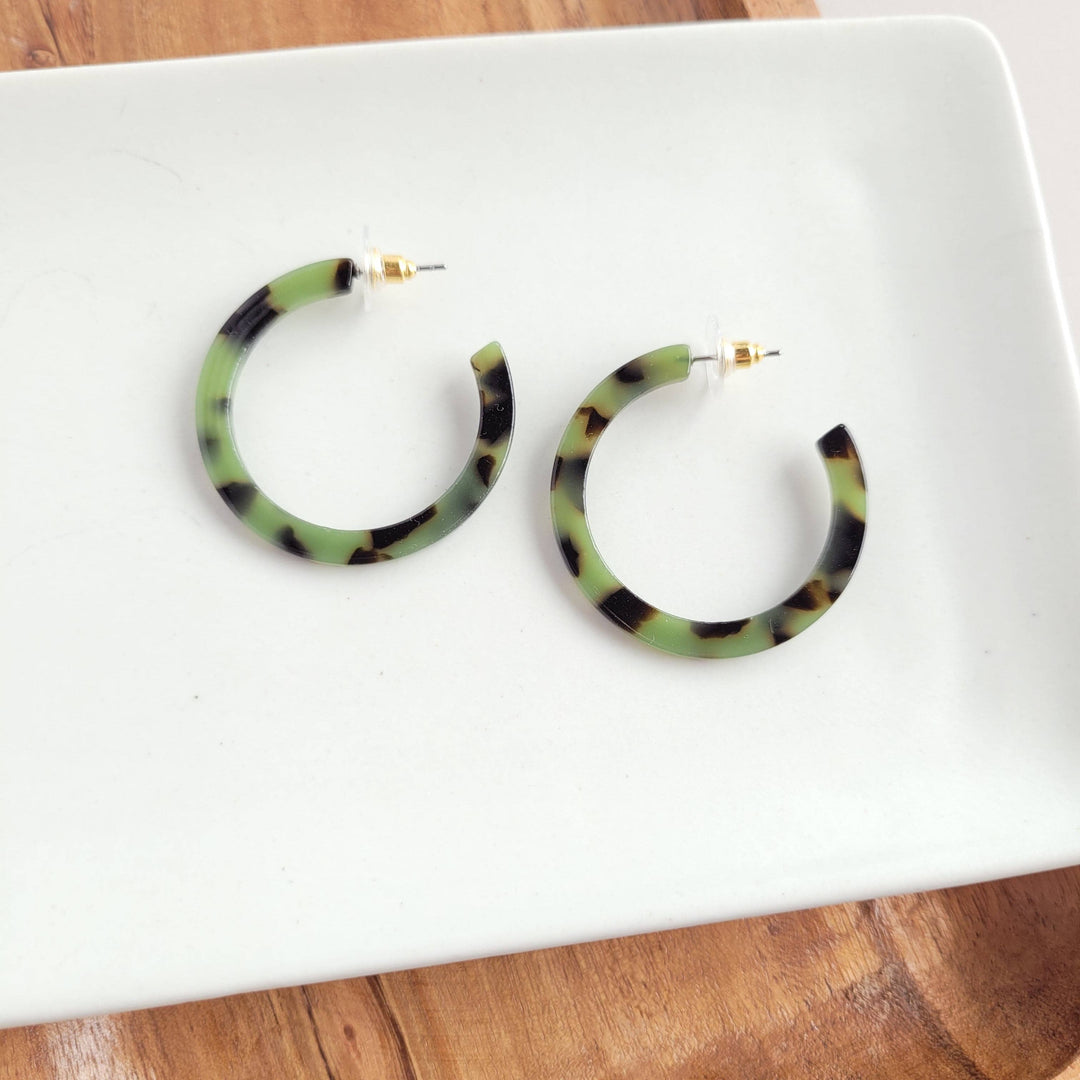 Camy Hoops - Olive Tortoise // Jewelry, Earrings, Fall SS236