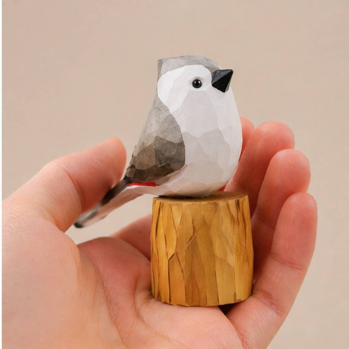 Hand-Painted Carved Wood Bird Figurine